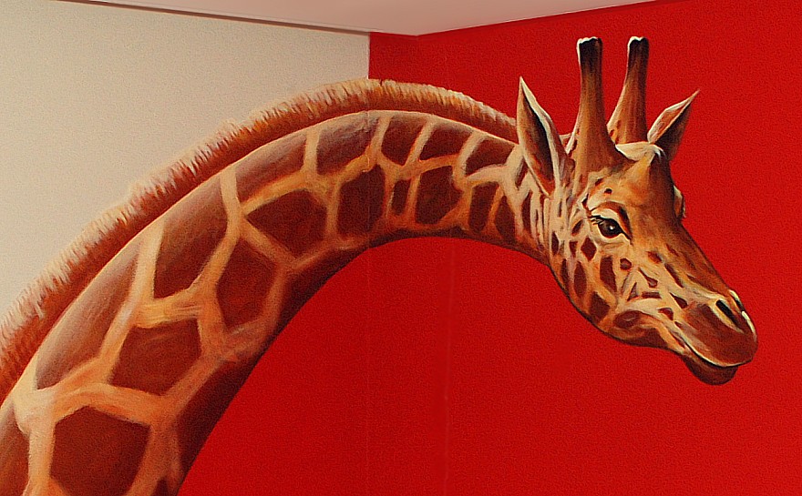 Giraffekop muurschildering